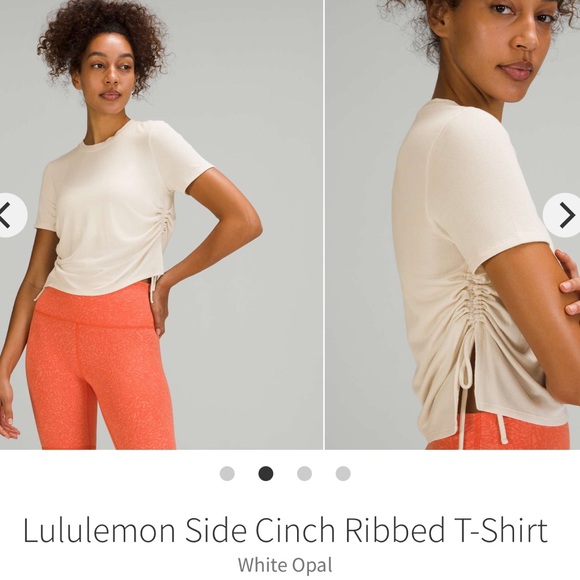 Lululemon Side Cinch Drawcord Ribbed T-Shirt White Opal 2021 Style W3FD3S Modal - Picture 1 of 6